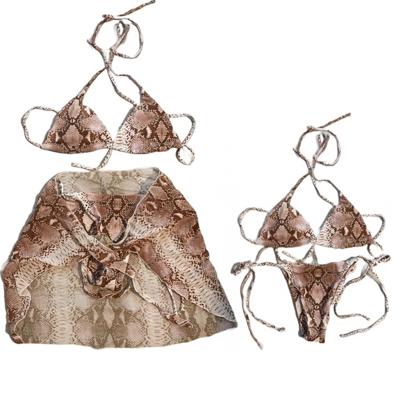 Snakeskin Print 3pc Bikini 👙 NEVER WORN - Picture 2 of 7